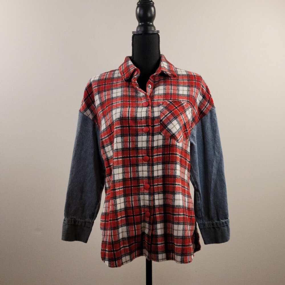 Fashion Nova Say Some Things You Might Fear Plaid Shacket - Red/combo XS